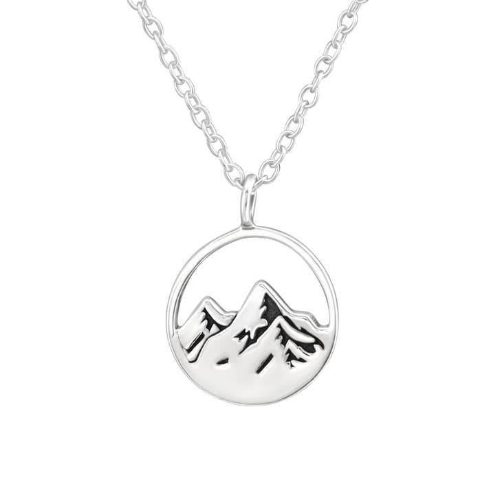 Silver Mountain Etched Necklace