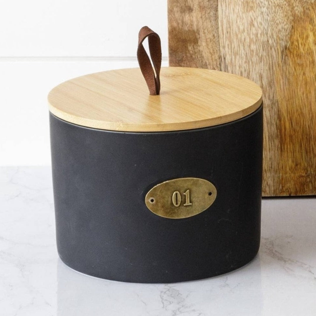 Black Brass Label Canisters