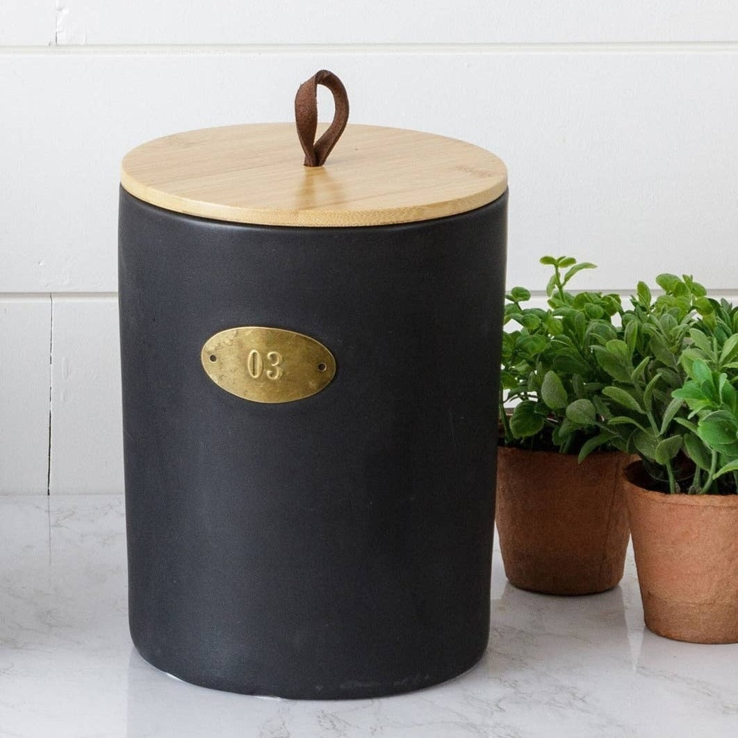 Black Brass Label Canisters