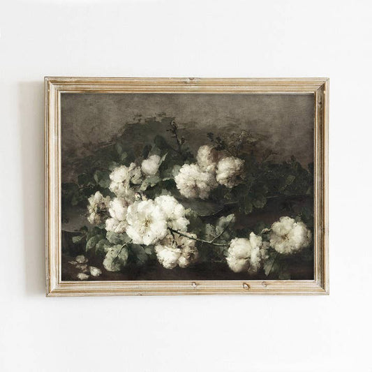 White Roses Vintage Art Print