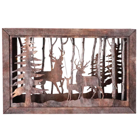 Lighted Wooden Deer Shadowboxes