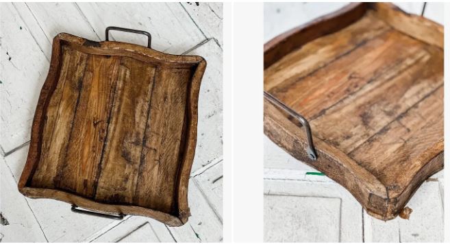 Rustic Tray With Metal Handles