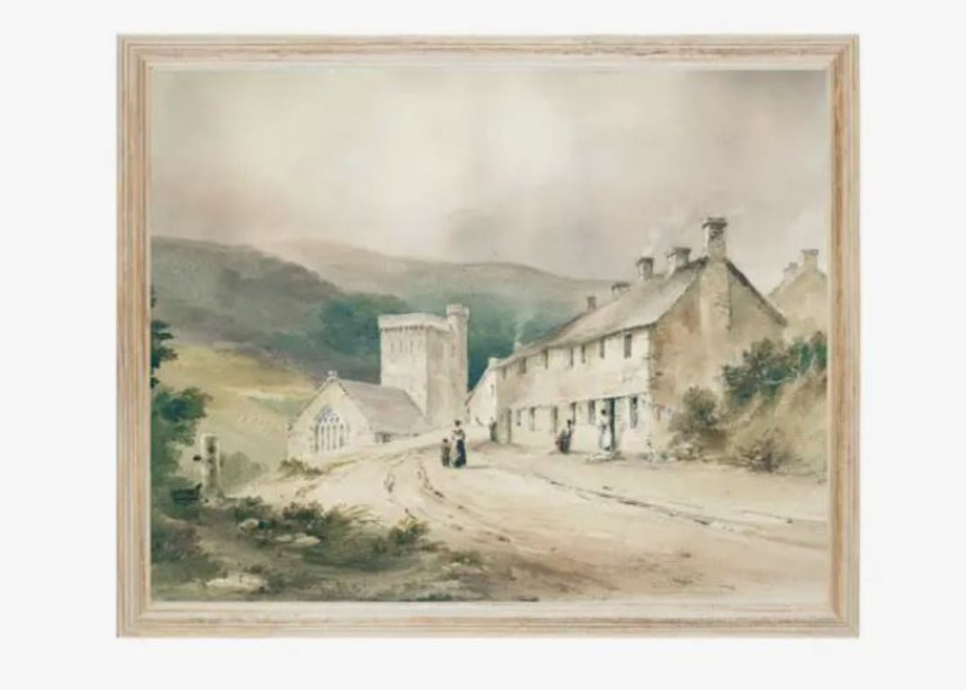 Countryside Town Vintage Print